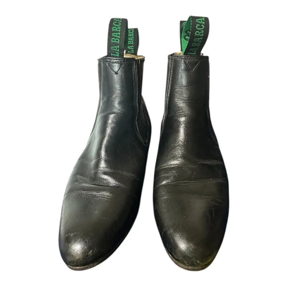 La Barca Mens Sz 8 Black Western Leather Boots Botin Charro Bota Chukas Mexico